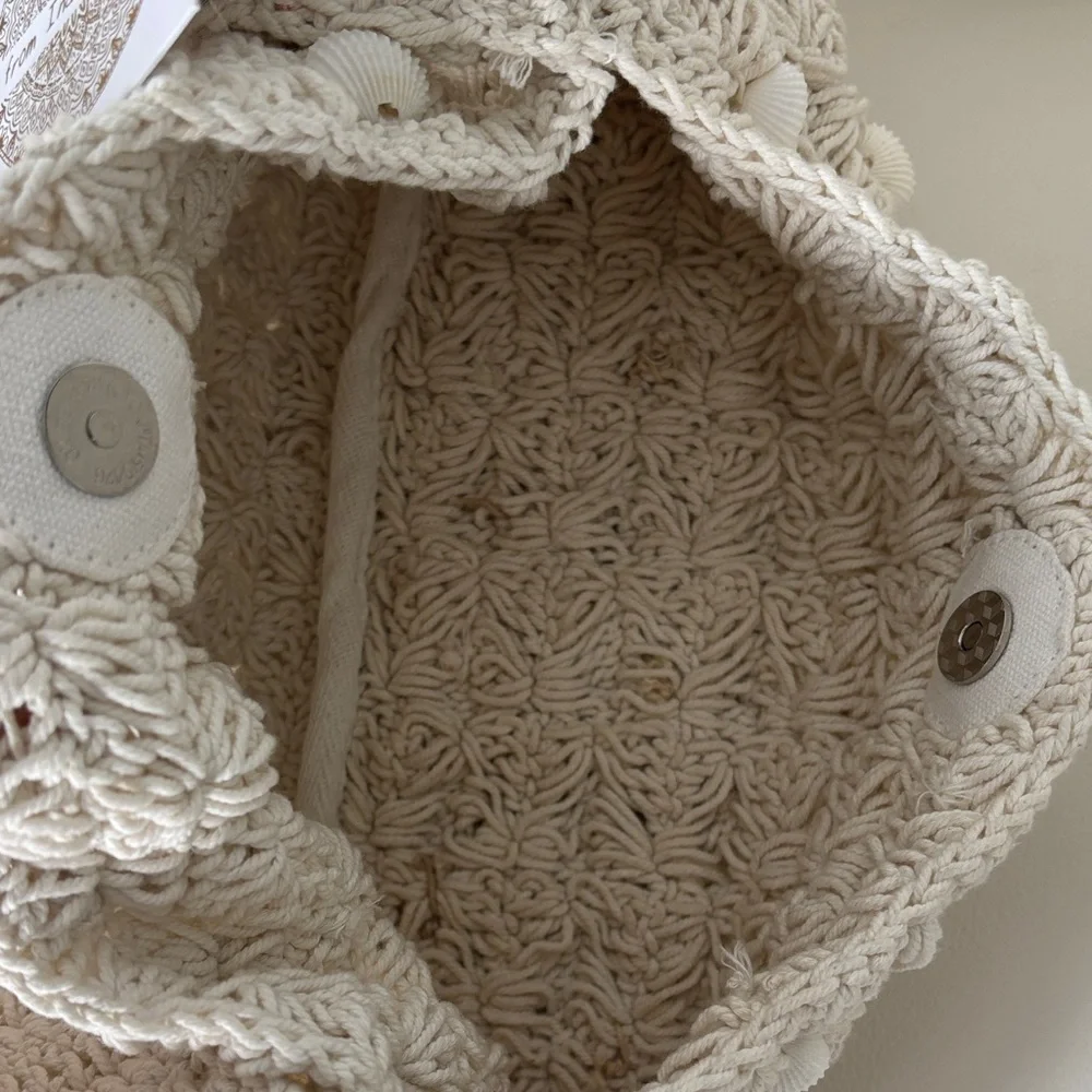 Elegant Cream Knit Women's Bag